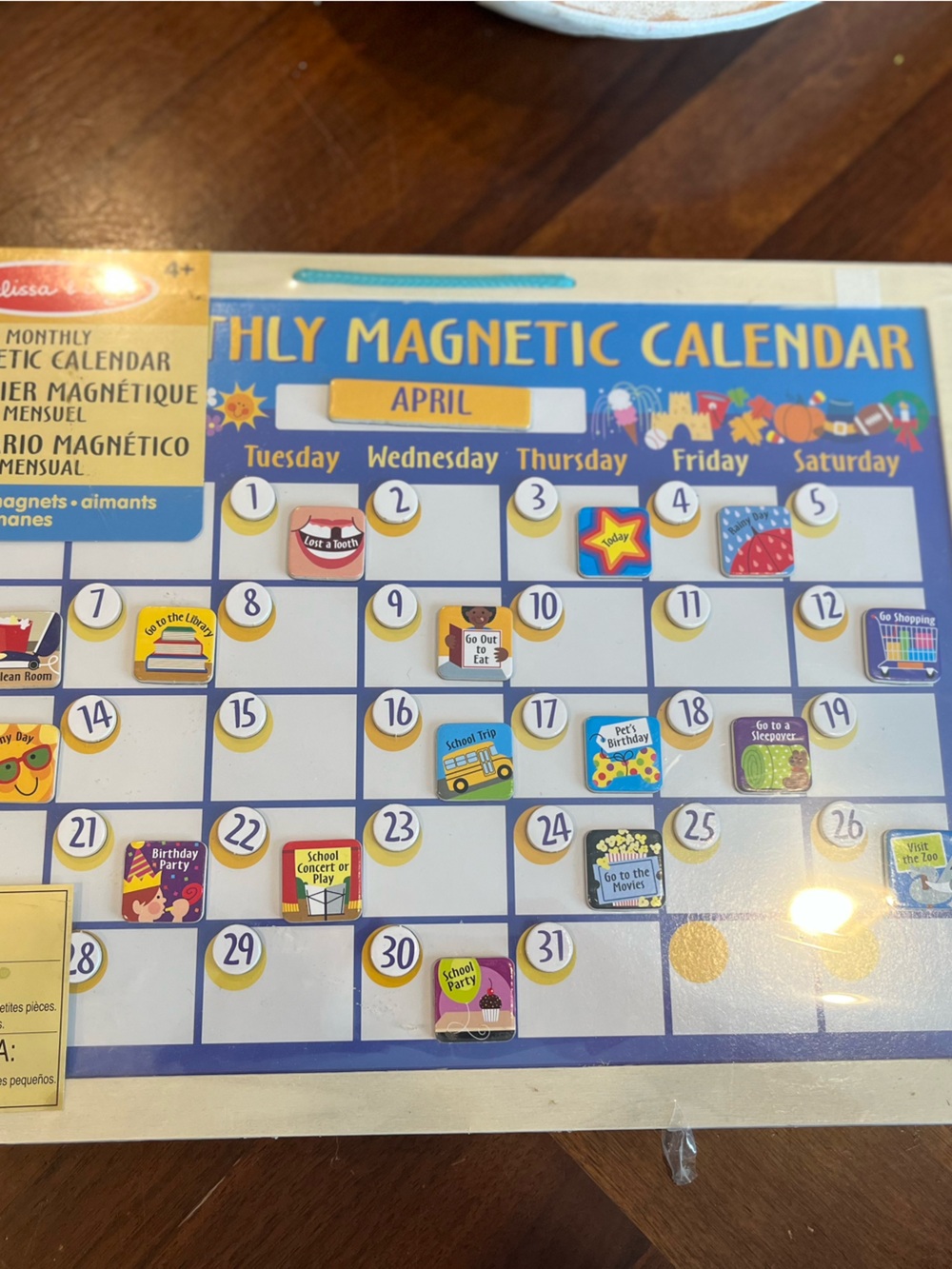 Melissa & Doug Monthly Magnetic Calendar in Blue and Yellow